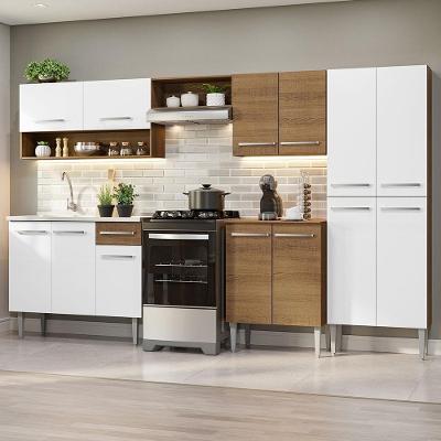 Armário De Cozinha Completa 293cm Com Pia Rustic/branco Emilly Madesa 09 Rustic/branco