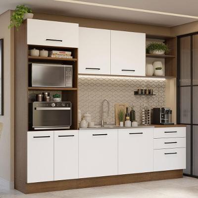 Armário De Cozinha Completa 250cm Rustic/branco Agata Madesa 01 Rustic/branco