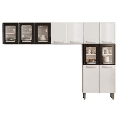 Kit de Cozinha Modulada 3 Peças Evidence  (2 Armários + 1 Paneleiro) CPT54 Branco/Preto - Bertolini