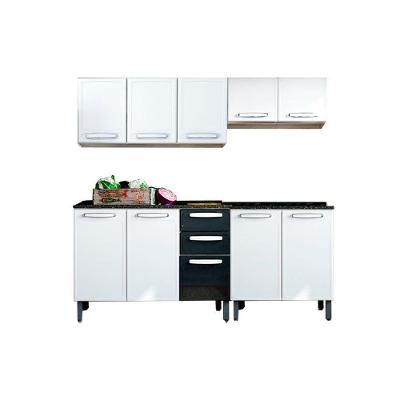 Kit de Cozinha Modulada 4 Peças Evidence  (2 Armários + 2 Balcões) C4P61 Branco/Preto - Bertolini