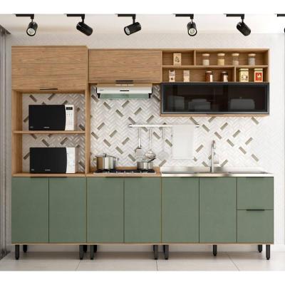 Cozinha Completa 9 Portas 3 Gavetas 100% Mdf Mx Móveis Toscana - Freijó/Jade