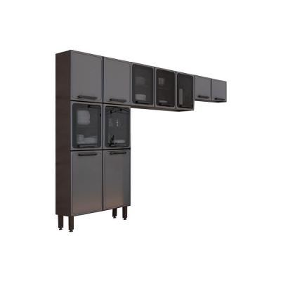Cozinha Modulada Bertolini Estilo  3 Peças (2 Armários + 1 Paneleiro) CPT86 Cinza/Grafite