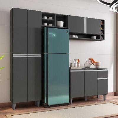 Cozinha Modulada Completa Vanessa 5 Peças 230cm Cinza Escuro - Desk Design