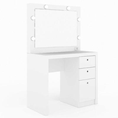 Penteadeira Camarim Compacta 3 Gavetas Branco Tecno Mobili