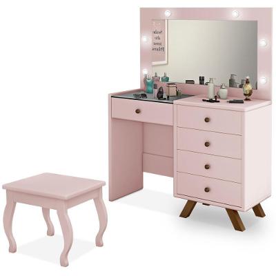Kit Penteadeira Com Banqueta Em Mdf Rose