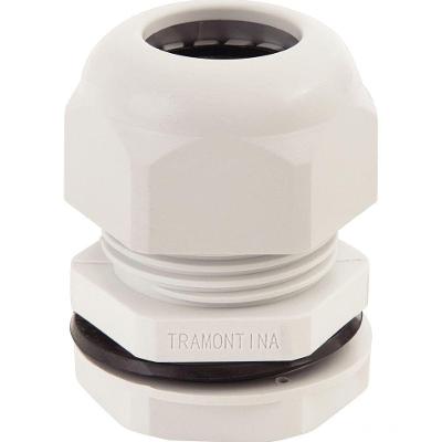 Conector Prensa-cabo 3/4 Polegada Tramontina Em Termoplástico Cinza Com Bucha Tramontina