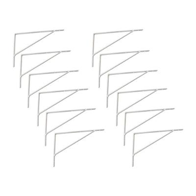 Kit Suporte Prateleira Com 12 Peças Em Aço Mão Francesa 25x15 Branco