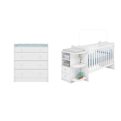 Jogo De Quarto Infantil Berço Cômoda Cômoda Trocador Branco
