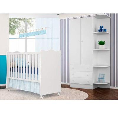 Jogo Quarto Infantil Guarda Roupa E Berço Simples Doce Sonho Branco - Qmovi