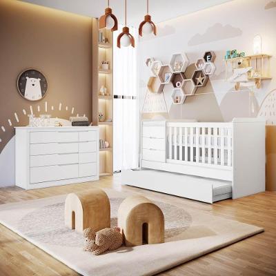 Quarto De Bebê Cléo Berço Multifuncional Cômoda Branco