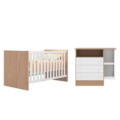 Quarto Infantil Berço Mini Cama Americano Branco/Carvalho