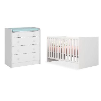 Quarto De Bebê Cômoda 2523 E Berço Mini Cama 1344 Doce Sonho Branco - Qmovi