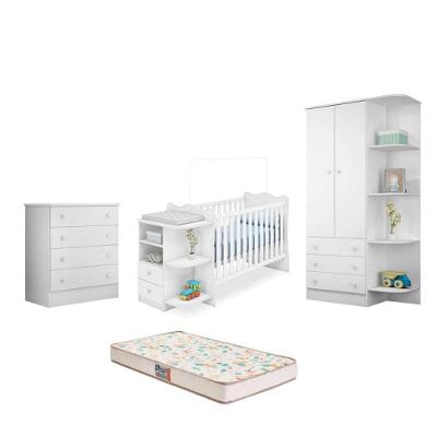 Jogo De Quarto Doce Sonho Com Colchão Gazin Branco - Fdecor