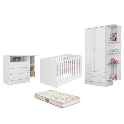 Jogo De Quarto Doce Sonho Com Colchão Gazin Branco - Fdecor