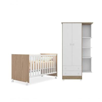 Quarto Infantil Berço Mini Cama Americano Carvalho / Branco