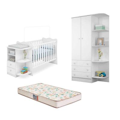 Berço Cômoda Colch.Guarda Roupa inf. Cantoneira Branc-Fdecor
