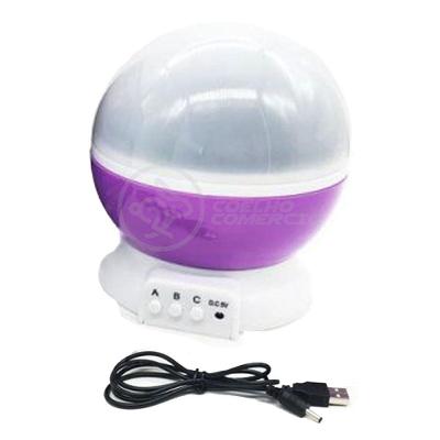 Luminária Projetor Abajur Estrelas Galáxia Projeção Céu Roxo