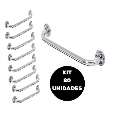 Barra De Apoio Alça Banheiro Inox 50Cm Kit 20 Unidades Cadeirante Deficiente Idoso