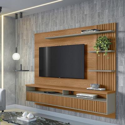Painel Suspenso Home Ripado Ibarra 203Cm Para Tv Até 65 Amêndo/Titânio G77