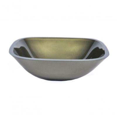 Cuba de Vidro Quadrada 35cm Ouro Envelhecido