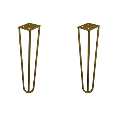 Kit 2 Pés De Metal 25 Cm Rack E Puffs Dourado