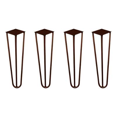 Kit 4 Pés De Metal 30 Cm Mesa De Canto Rack E Puffs Bronze