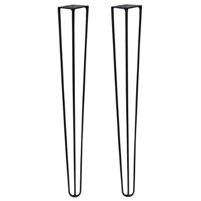 Kit 2 Pés De Metal 60 Cm Harpin Legs Mesa De Canto Preto