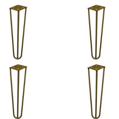 Kit 4 Pés De Metal 25 Cm Hairpin Legs Rack E Puffs Dourado