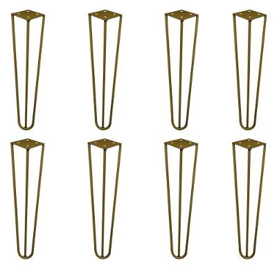 Kit 8 Pés De Metal 30 Cm Mesa De Canto Rack E Puffs Dourado