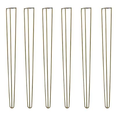 Kit 6 Pés De Metal 90 Cm Aparador E Mesa De Canto Dourado