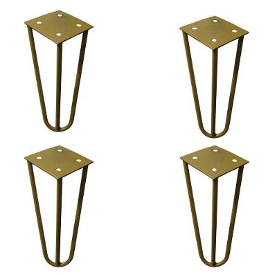 Kit 4 Pés De Metal 15 Cm Mesas De Centro Puffs Dourado