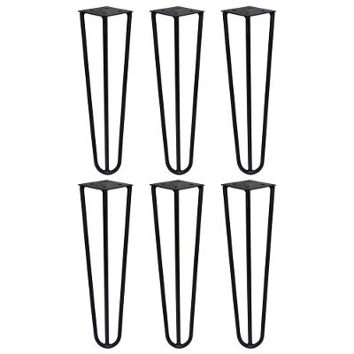 Kit 6 Pés De Metal 30 Cm Mesa De Canto Rack E Puffs Preto