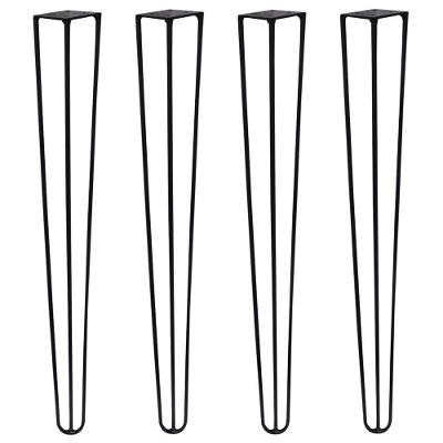 Kit 4 Pés De Metal 60 Cm Harpin Legs Mesa De Canto Preto