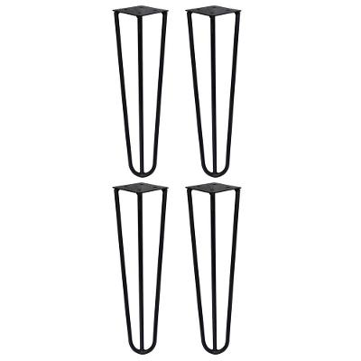 Kit 4 Pés De Metal 30 Cm Mesa De Canto Rack E Puffs Preto