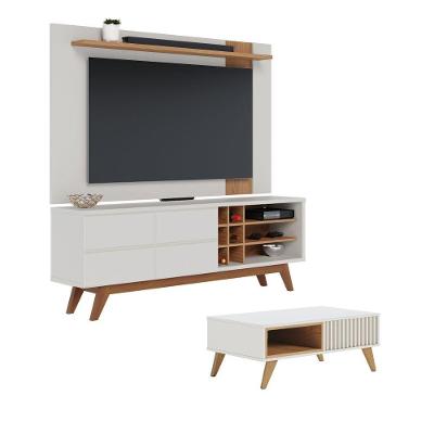 Conjunto Home Para Tv E Mesa De Centro Diana Off-white Freijo