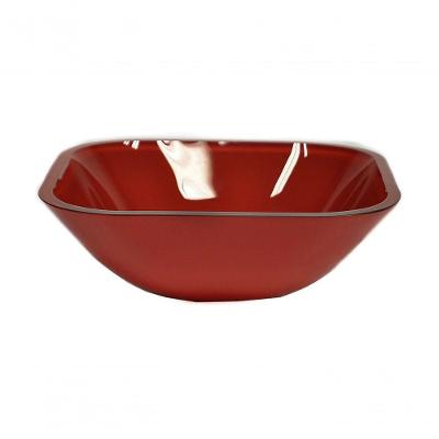 Cuba de Vidro Quadrada 35cm Vermelho Cereja