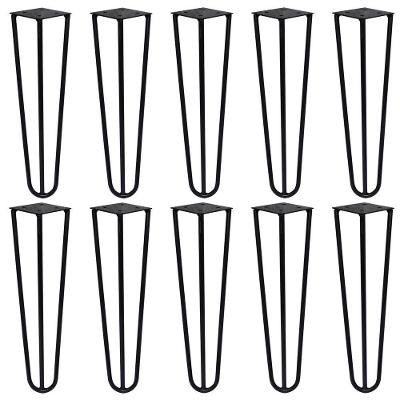 Kit 10 Pés De Metal 30 Cm Mesa De Canto Rack E Puffs Preto