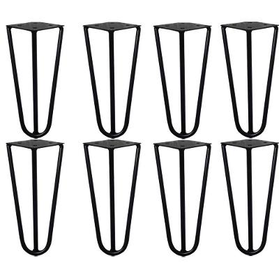 Kit 8 Pés De Metal 15 Cm Legs Mesas De Centro Puffs Preto