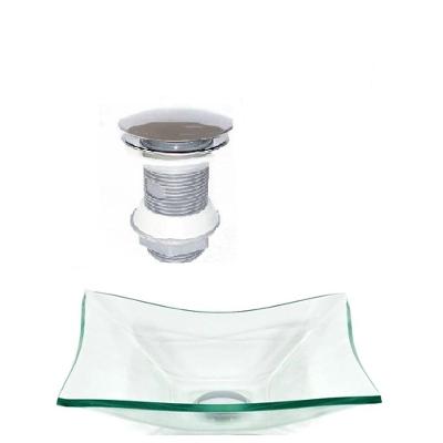 Cuba de Vidro Retangular 39cm Jateada + Valvula Click