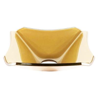 Cuba de Vidro Quadrada Chanfrada 34cm Dourado Real
