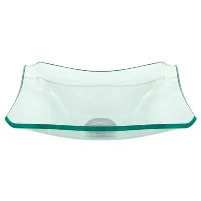Cuba de Vidro Quadrada Chanfrada 34cm Jateada