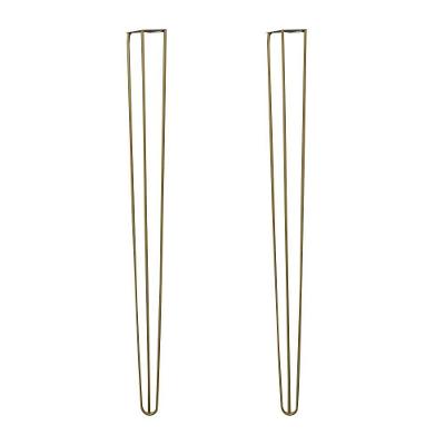 Kit 2 Pés De Metal 90 Cm Aparador E Mesa De Canto Dourado