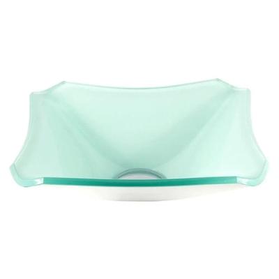 Cuba de Vidro Quadrada Chanfrada 34cm Branca