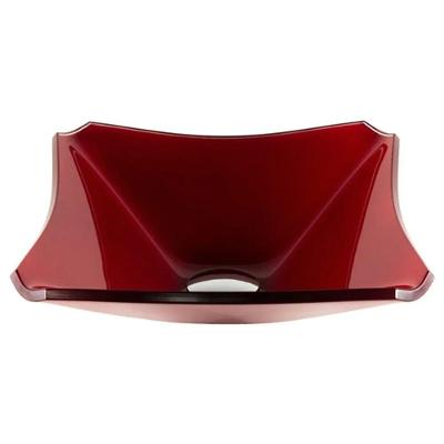 Cuba de Vidro Quadrada Chanfrada 34cm Vermelho Cereja