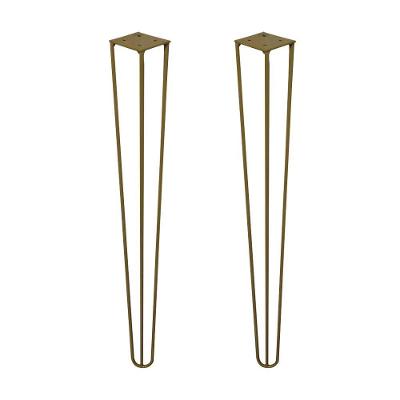 Kit 2 Pés De Metal 60 Cm Mesa De Canto Aparador Dourado