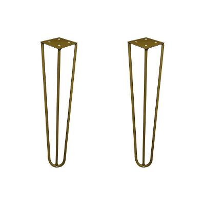 Kit 2 Pés De Metal 30 Cm Mesa De Canto Rack E Puffs Dourado