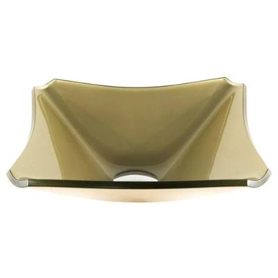 Cuba de Vidro Quadrada Chanfrada 34cm Champanhe