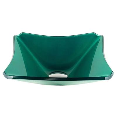 Cuba de Vidro Quadrada Chanfrada 34cm Verde