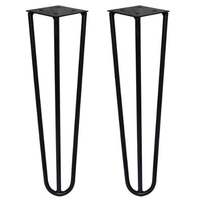 Kit 2 Pés De Metal 30 Cm Mesa De Canto Rack E Puffs Preto