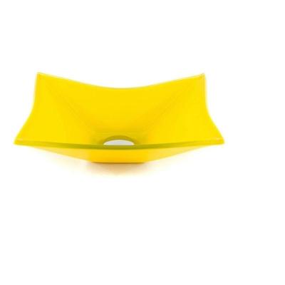 Cuba de Vidro Retangular 39cm Amarela